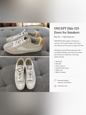 oncept size 8 white suede brand new sneakers